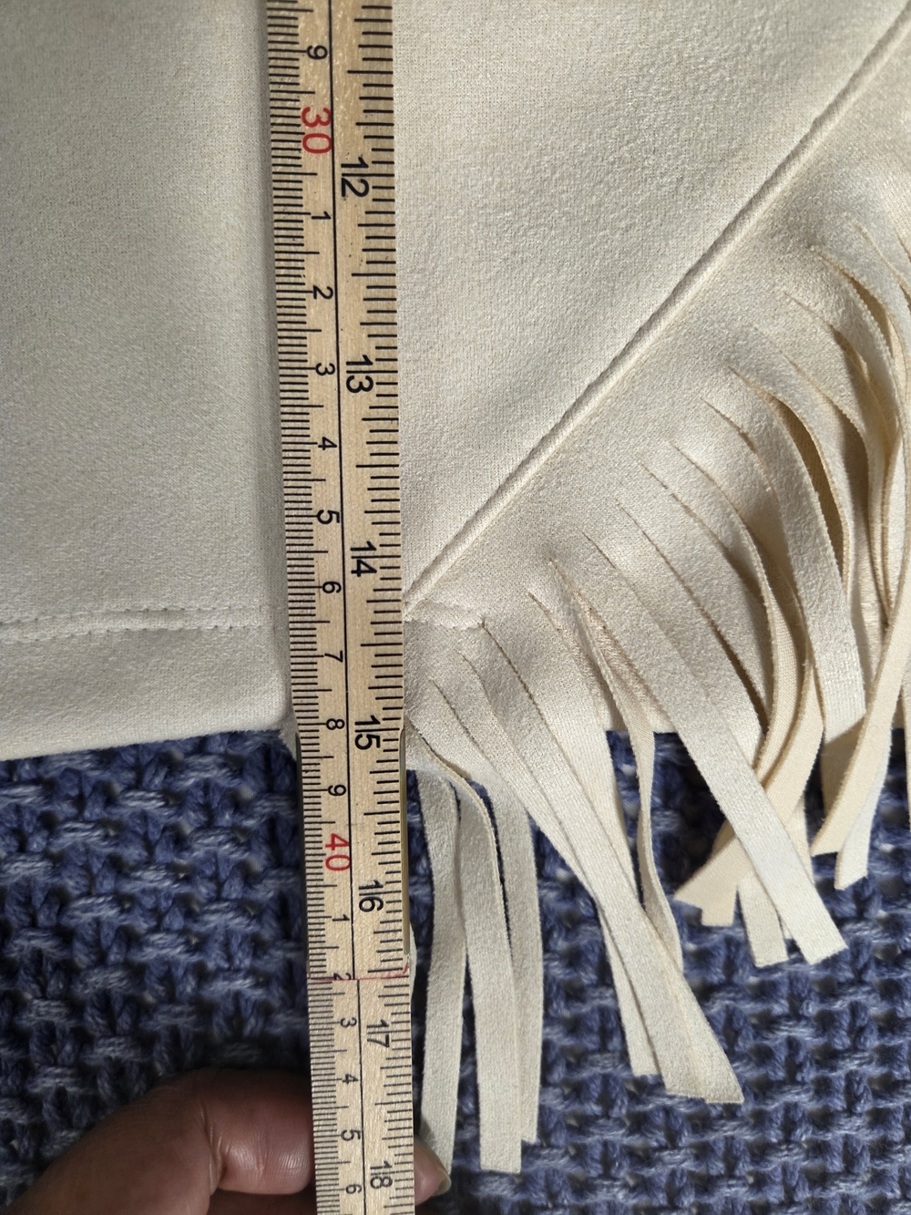 Fringe Mini Suede Skirt in Cream - Women's Skirt #0273 - Picture 10 of 10